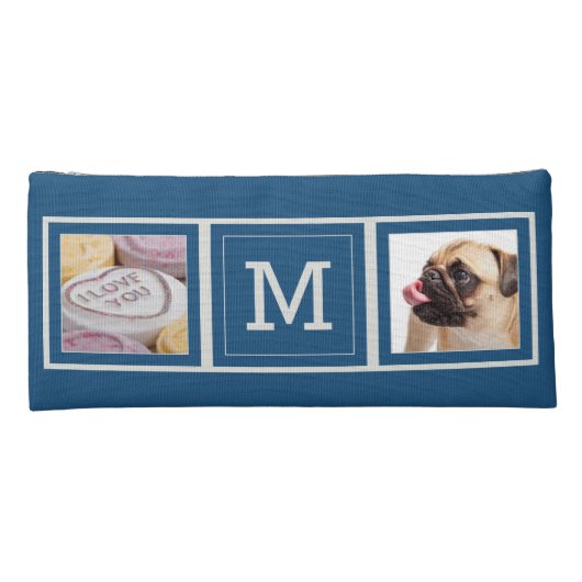 YOUR PHOTOS & MONOGRAM custom pencil case (Back)