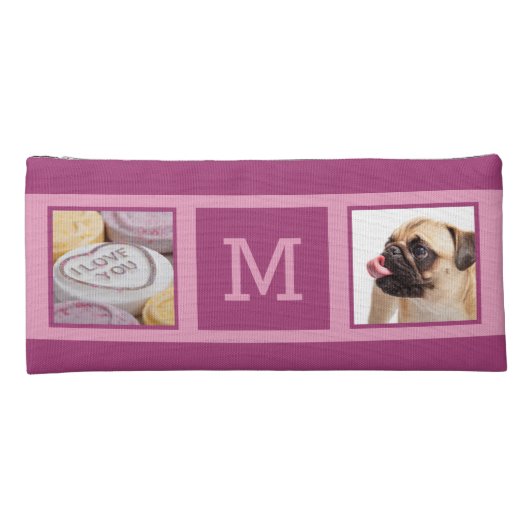 YOUR PHOTOS & MONOGRAM custom pencil case (Back)