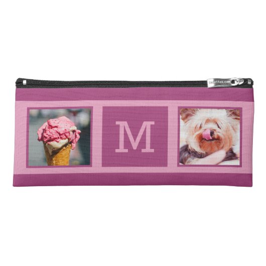 YOUR PHOTOS & MONOGRAM custom pencil case (Front)