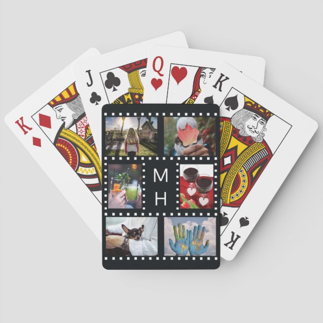 YOUR PHOTOS & MONOGRAM "film strip" playing cards (Back)