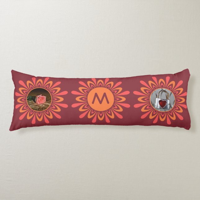 YOUR PHOTOS & MONOGRAM Stylized Sun custom pillow (Front)