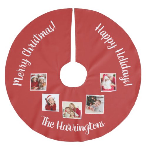 YOUR Photos, Name & Color Christmas Brushed Polyester Tree Skirt