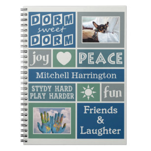 YOUR PHOTOS & NAME custom dorm room notebook