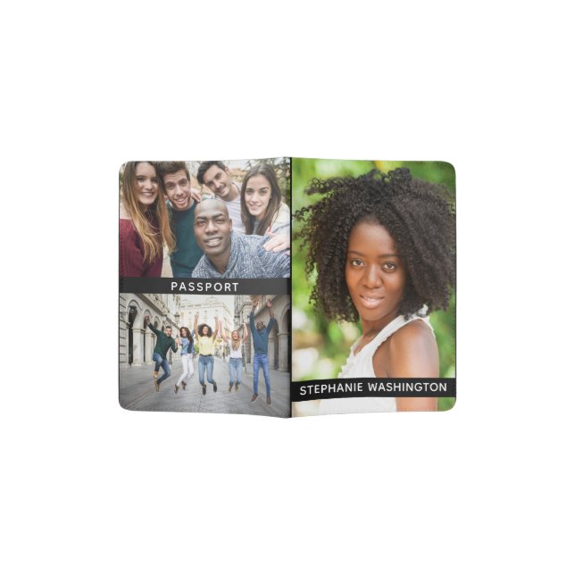 YOUR Photos & Name custom passport cover (Opened)