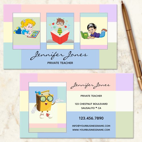 Your Photos Pastel Teacher or Child Author Business Card