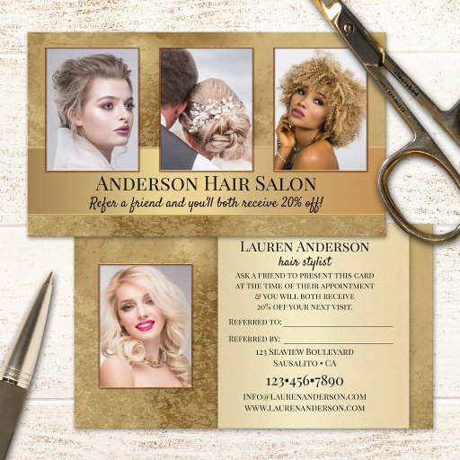 Customizable Your Photos Portfolio Hair Stylist Referral Business Card