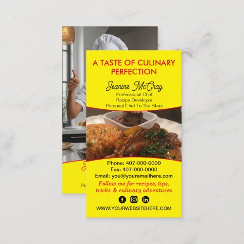 Your Photos Restaurant Chef Catering Services Business Card