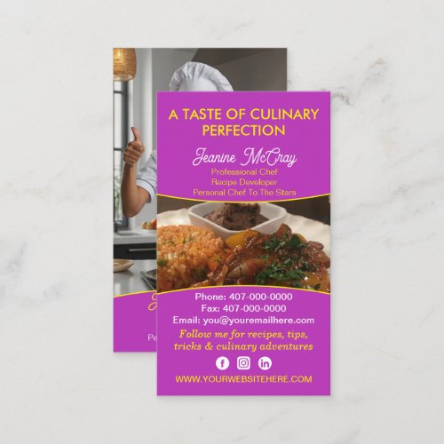 Your Photos Restaurant Chef Catering Services Business Card