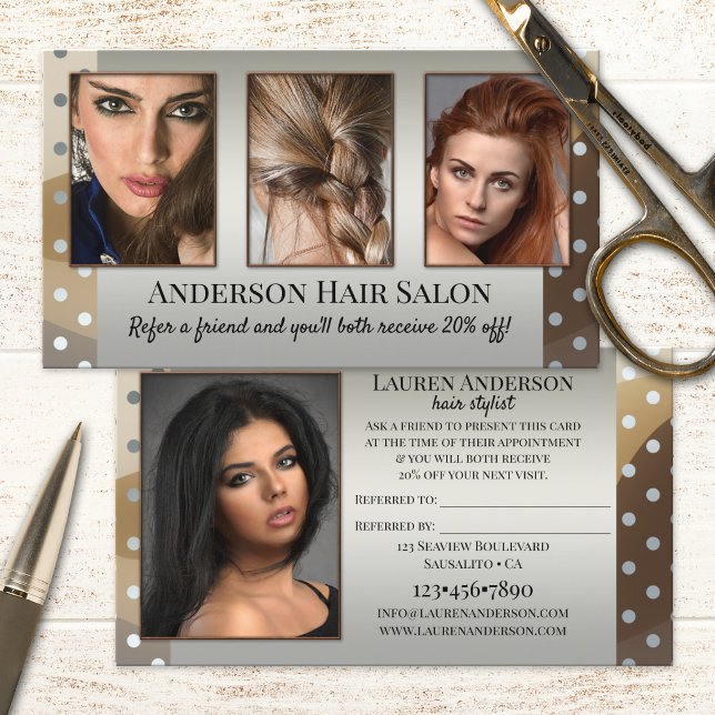 Your Photos Showcase Hair Stylist Referral Business Card
