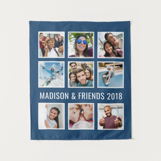 YOUR PHOTOS, TEXT & COLOR custom tapestry (Front)
