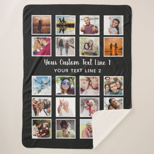 YOUR PHOTOS TEXT  COLOR large fleece Sherpa Blanket