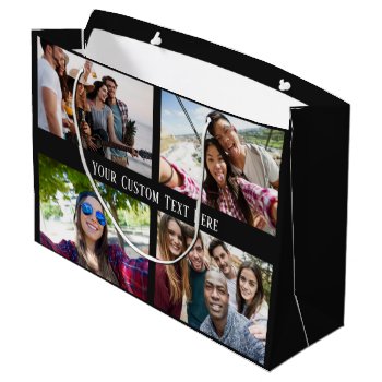 Your Photos  Text & Color Large Gift Bag by PizzaRiia at Zazzle