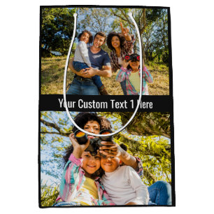 YOUR Photos, Text & Color medium gift bag
