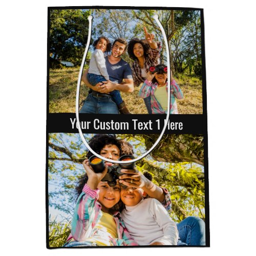 YOUR Photos Text  Color medium gift bag