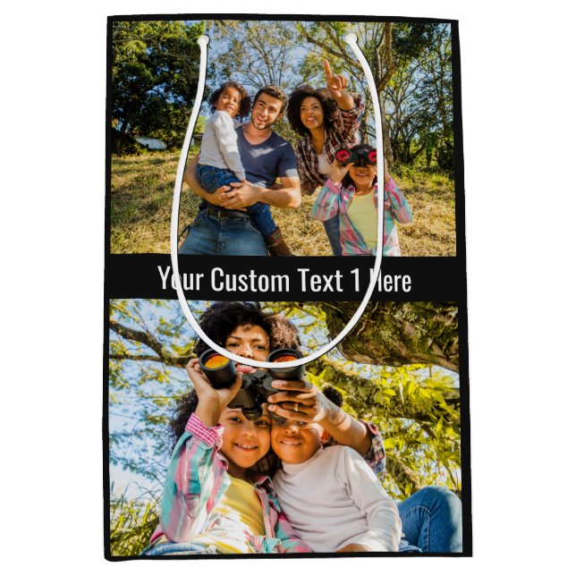 YOUR Photos, Text & Color medium gift bag (Front)