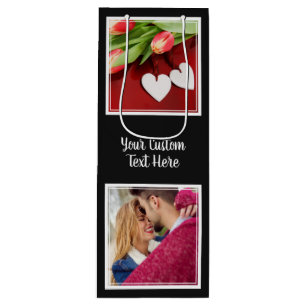 YOUR Photos, Text & Color wine gift bag