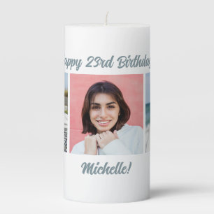 YOUR Photos & Text custom Pillar Candle