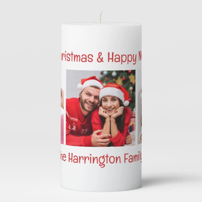 YOUR Photos & Text custom Pillar Candle (Front)