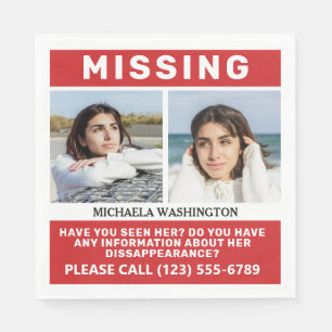 YOUR Photos & Text "MISSING PERSON" Napkins