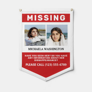YOUR Photos & Text "MISSING PERSON" Pennant
