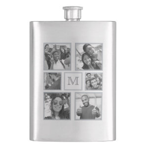 YOUR PHOTOS turn B & W custom monogram flask