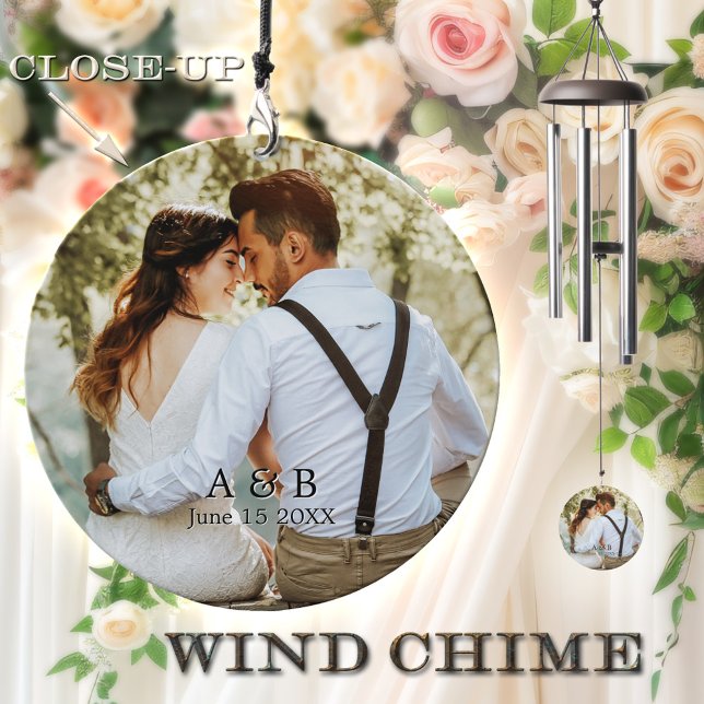 Your Photos Wedding Keepsake  Wind Chime (Wind chime featuring your custom photos on the front and back. Great as a wedding keepsake)