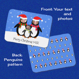 Your photos winter penguins blue xmas baby blanket