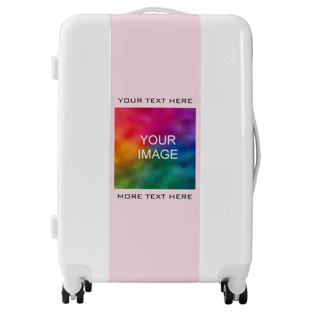 Your Picture Photo Image Elegant Blush Pink Medium Luggage (Front)