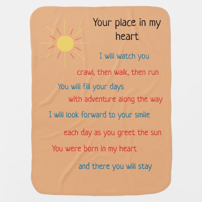 Your place in my heart receiving blanket (Front)