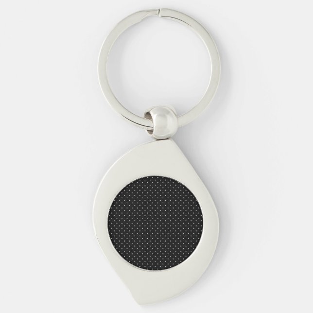 Your Polka Dots Color on Black Click Customize Keychain (Front)