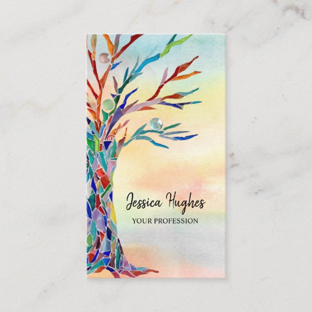 Your Profession Colorful Tree Business Card (Front)
