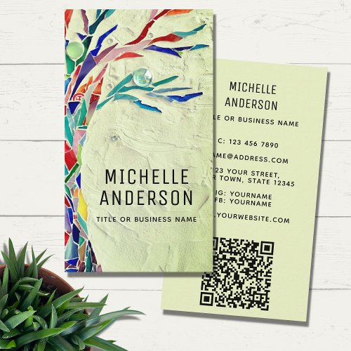 Your Profession QR Code Green Business Card
