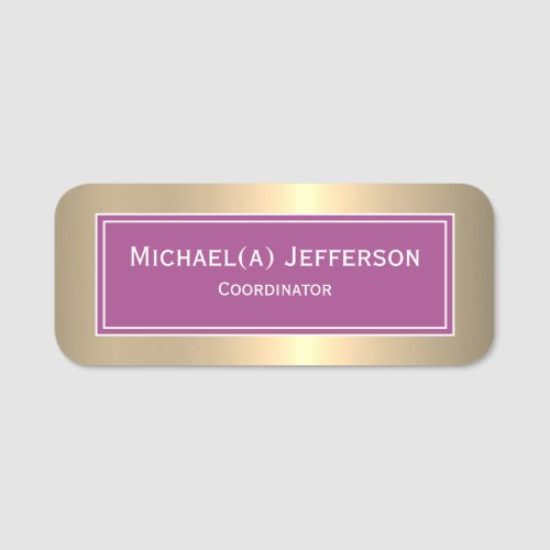 Your Professional Style With This Wine Purple Gold Name Tag