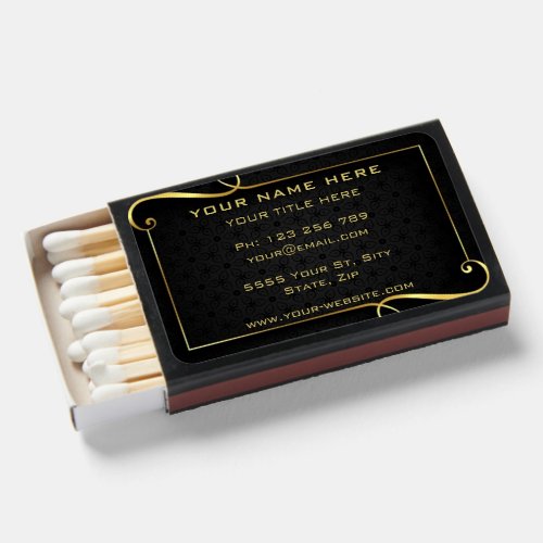 Your Promotional Business Personalized Gold Black Matchboxes
