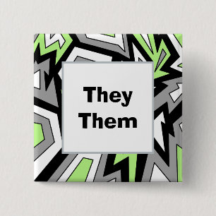 YOUR PRONOUNS Agender Pride Geometric Modern Art Button