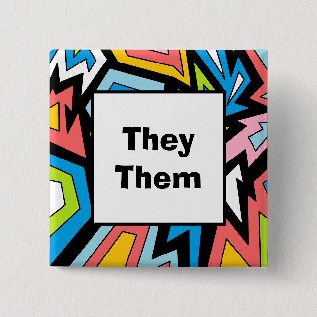 YOUR PRONOUNS Queer Pride Modern Abstract Art Button (Front)