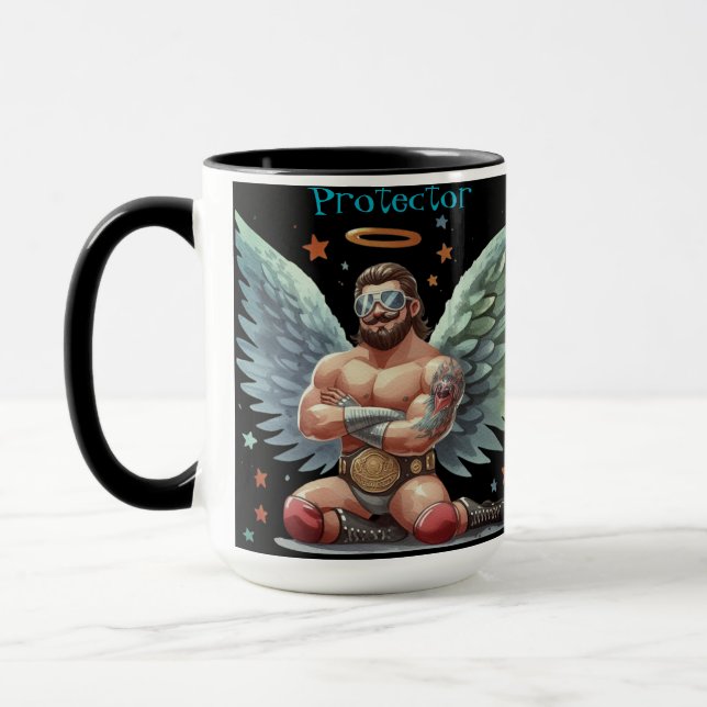 Your Protector Guardian Angel Show Wrestler Mug (Left)