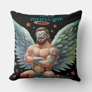 Your Protector Guardian Angel Show Wrestler Throw Pillow