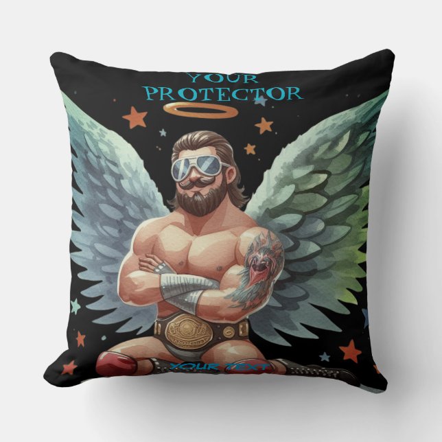 Your Protector Guardian Angel Show Wrestler Throw Pillow (Front)