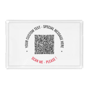 Your QR Code Acrylic Tray Example with Custom Text