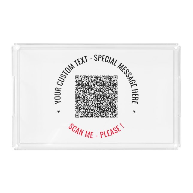 Your QR Code Acrylic Tray Example with Custom Text (Front)