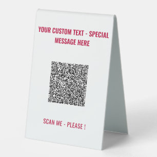Your QR Code Add Custom Text Table Sign Example