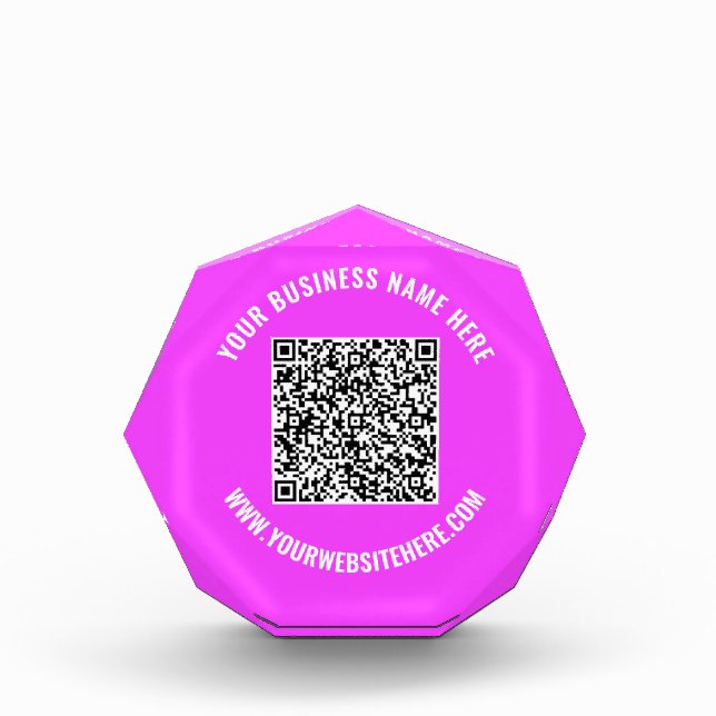 Your QR Code and Custom Text Acrylic Award Example (Front)