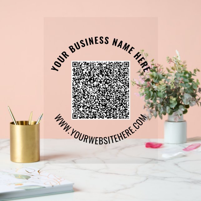 Your QR Code and Custom Text Acrylic Sign (Wedding)