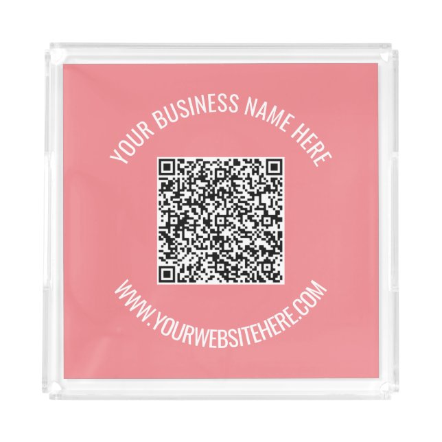 Your QR Code and Custom Text Acrylic Tray Template (Front)