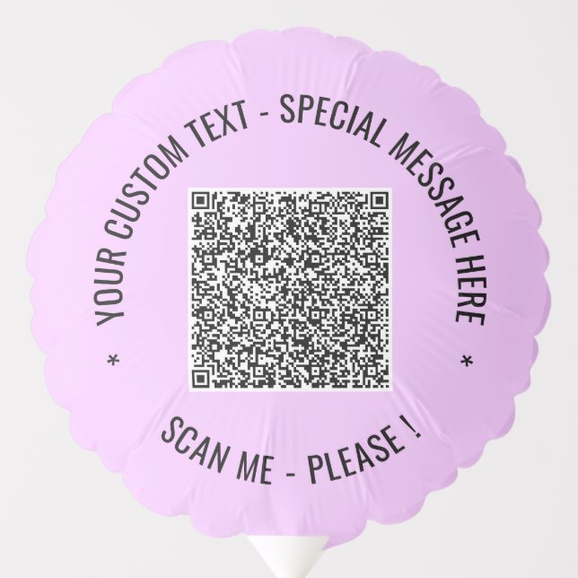 Your QR Code and Custom Text Balloon Choose Color (Front)