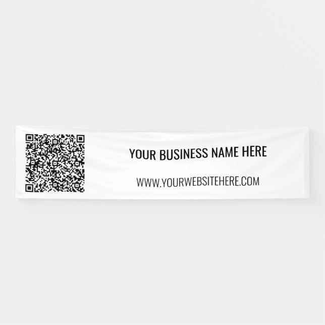 Your QR Code and Custom Text Banner - Choose Color (Horizontal)