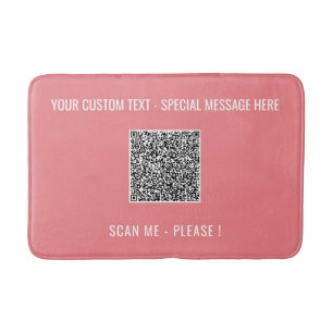 Your QR Code and Custom Text Bath Mat Choose Color