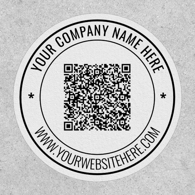 Your QR Code and Custom Text Branded Patch Example (Front)