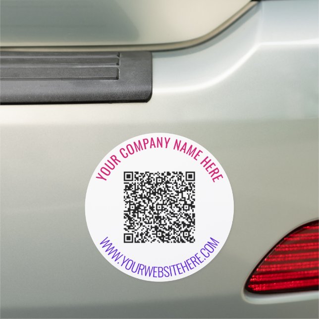 Your QR Code and Custom Text Business Car Magnet (In Situ)
